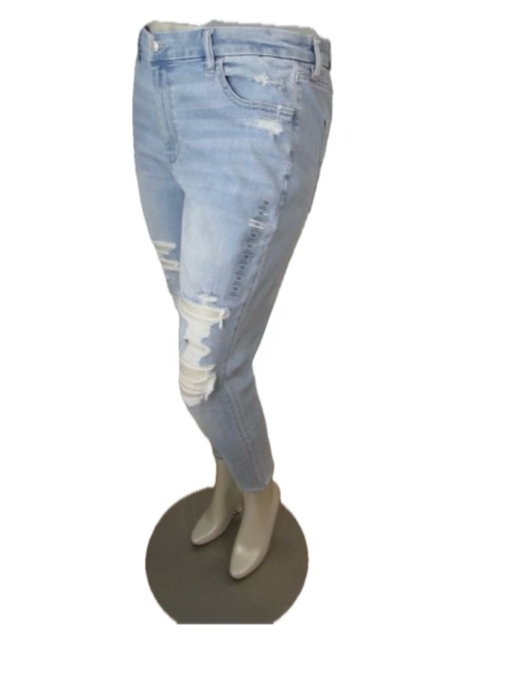 NWT American Eagle AE Ripped Jeans New Curvy High Rise Next Level Stretch 18P - Picture 9 of 9